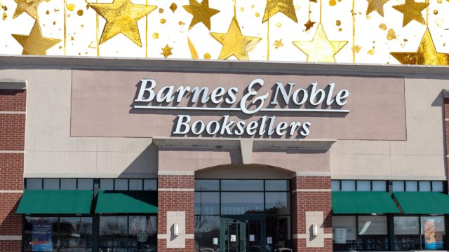 Barnes & Noble store with a gold star background