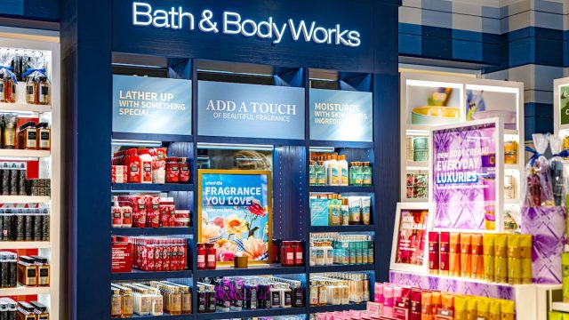 displays in a Bath & Body Works store