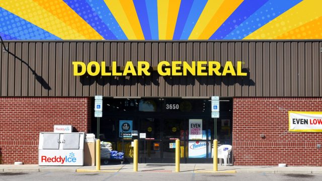 Dollar General store with a yellow and blue background