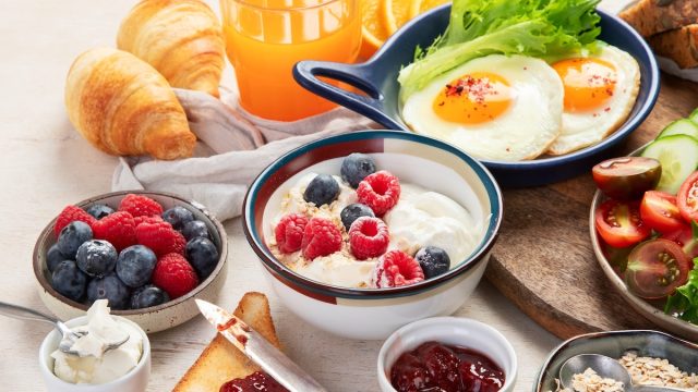 spread of breakfast foods