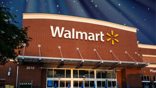 Walmart store with a night sky background