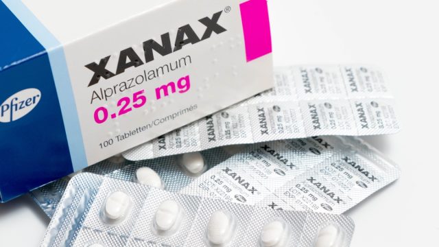 Xanax pills anxiolytic anti-depressant medication therapy drugs