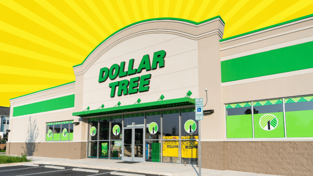 dollar tree store on a yellow background